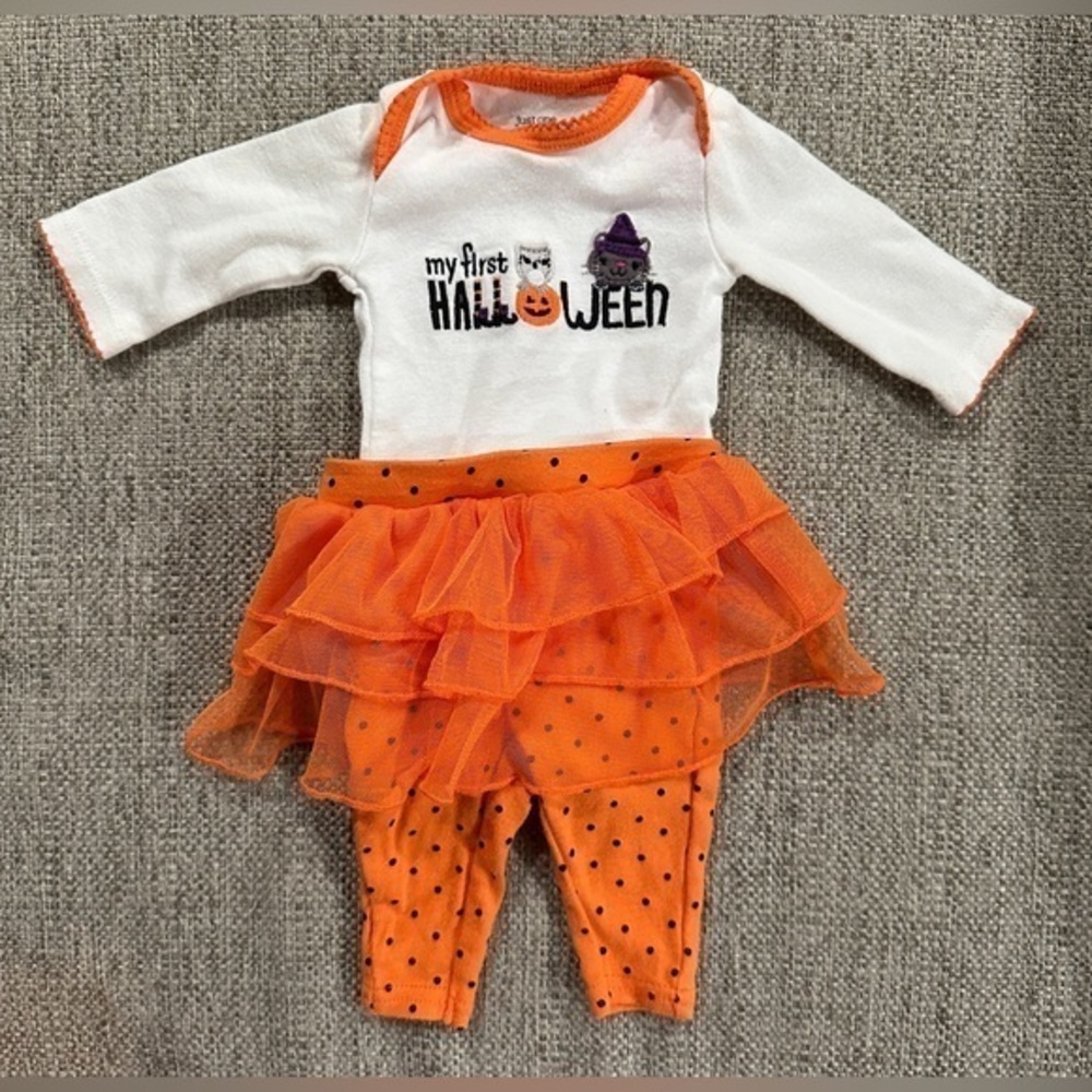 Carter’s My First Halloween 3-Piece Outfit – Newborn Onesie Leggings & Skirt Set